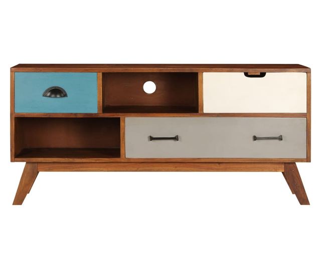 TV komoda s 3 ladice, 110x35x50 cm, masivno drvo akacije