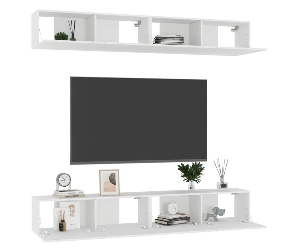 TV komode, 4 kom., bijela, 100x30x30 cm, iverica - 3