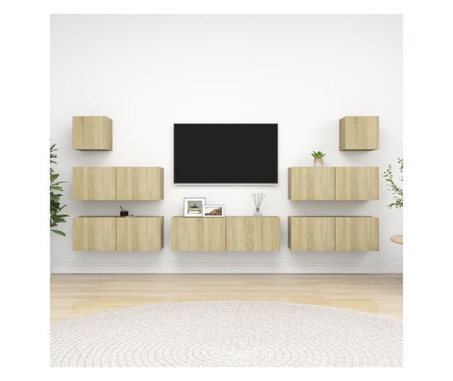 Set de dulapuri TV, 7 piese, stejar sonoma, PAL