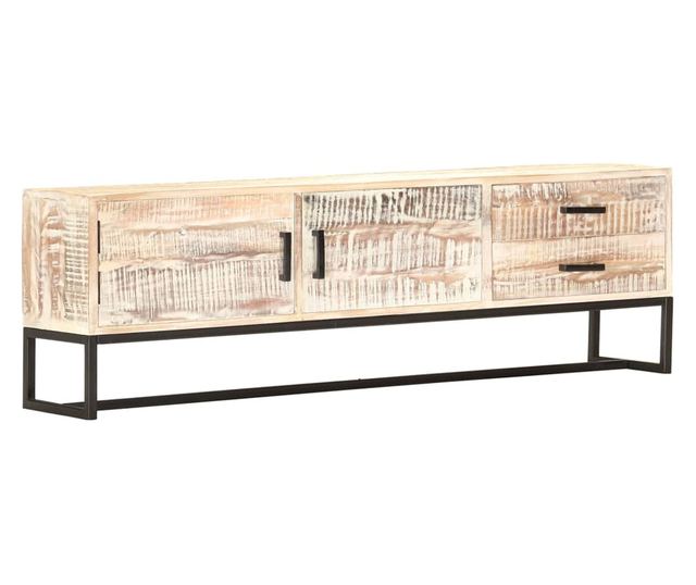 TV ormarić bijeli 140 x 30 x 45 cm od masivnog bagremovog drva