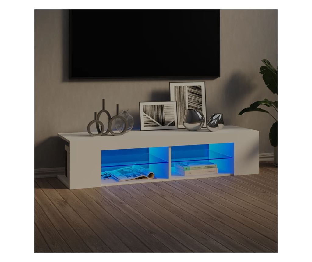 TV ormarić s LED svjetlima bijeli 135 x 39 x 30 cm - 5