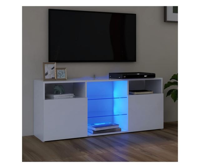 TV ormarić s LED svjetlima bijeli 120 x 30 x 50 cm