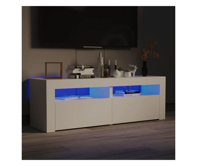 TV ormarić s LED svjetlima bijeli 120 x 35 x 40 cm