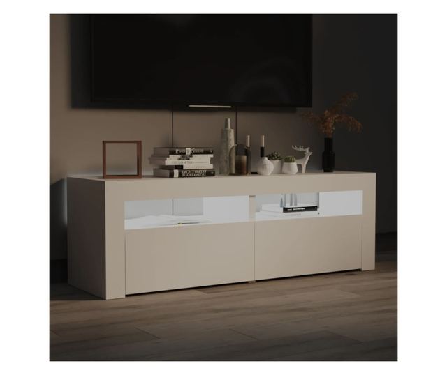 TV ormarić s LED svjetlima bijeli 120 x 35 x 40 cm