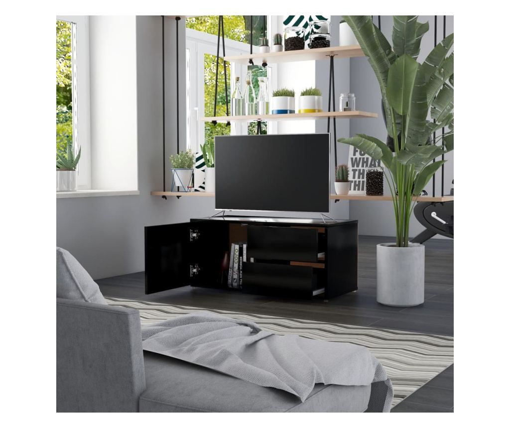 TV ormarić crni 80 x 34 x 36 cm od iverice - 7