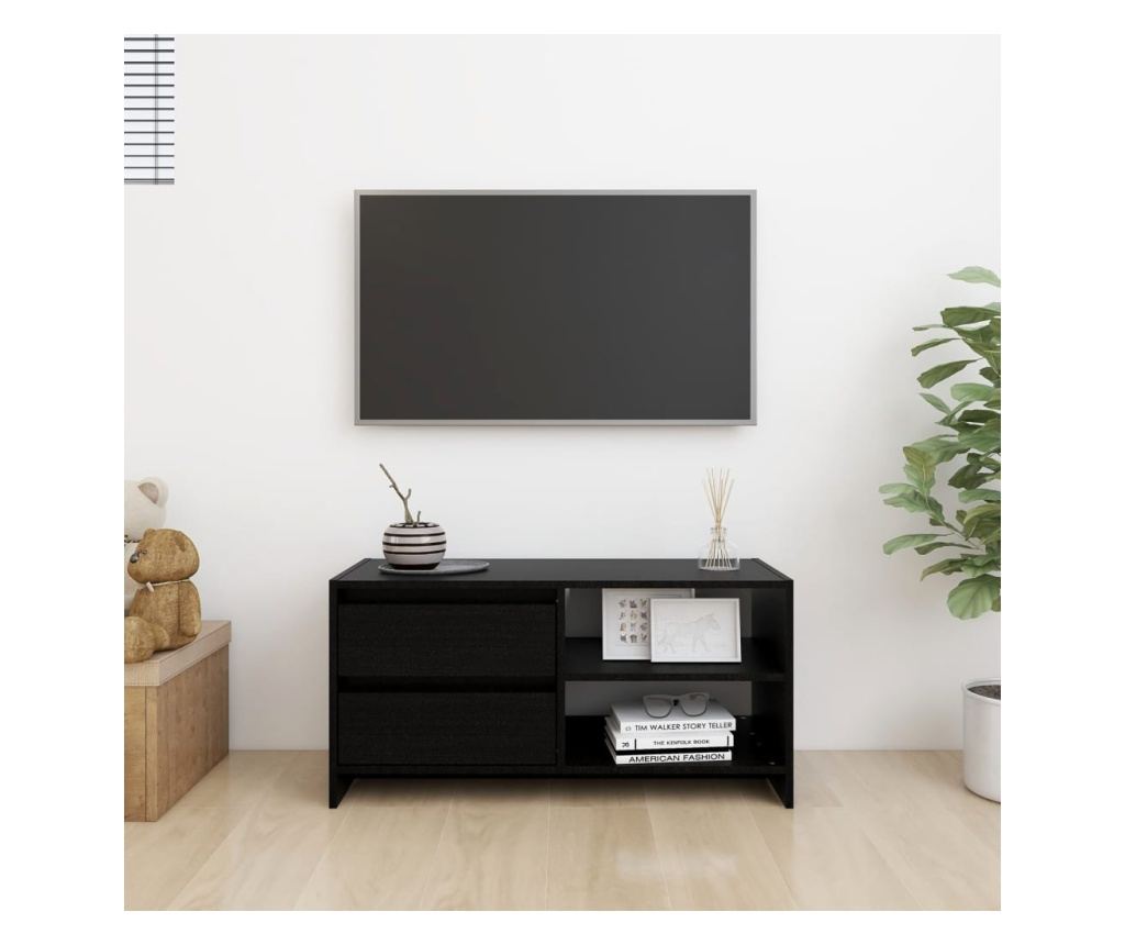 TV ormarić crni 80 x 31 x 39 cm od masivne borovine - 10