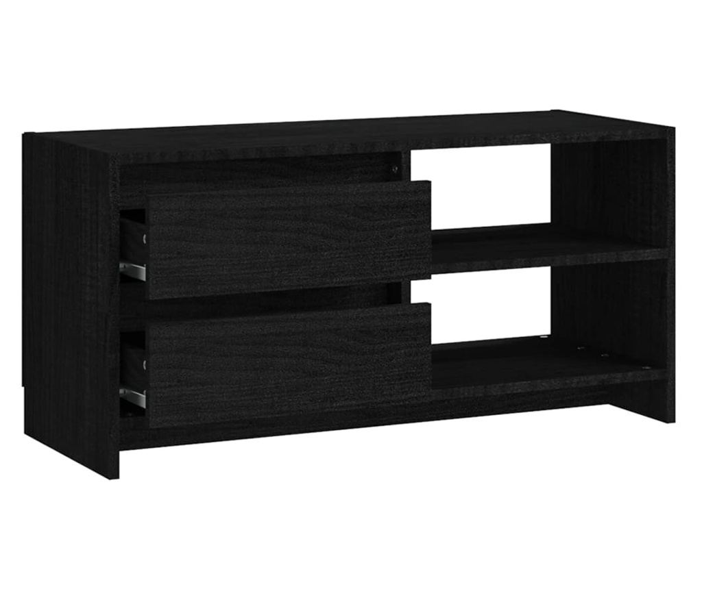 TV ormarić crni 80 x 31 x 39 cm od masivne borovine - 28