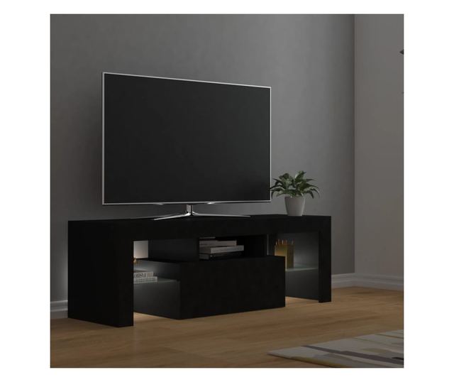 TV ormarić s LED svjetlima crni 120 x 35 x 40 cm