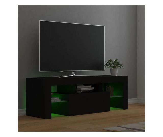 TV ormarić s LED svjetlima crni 120 x 35 x 40 cm