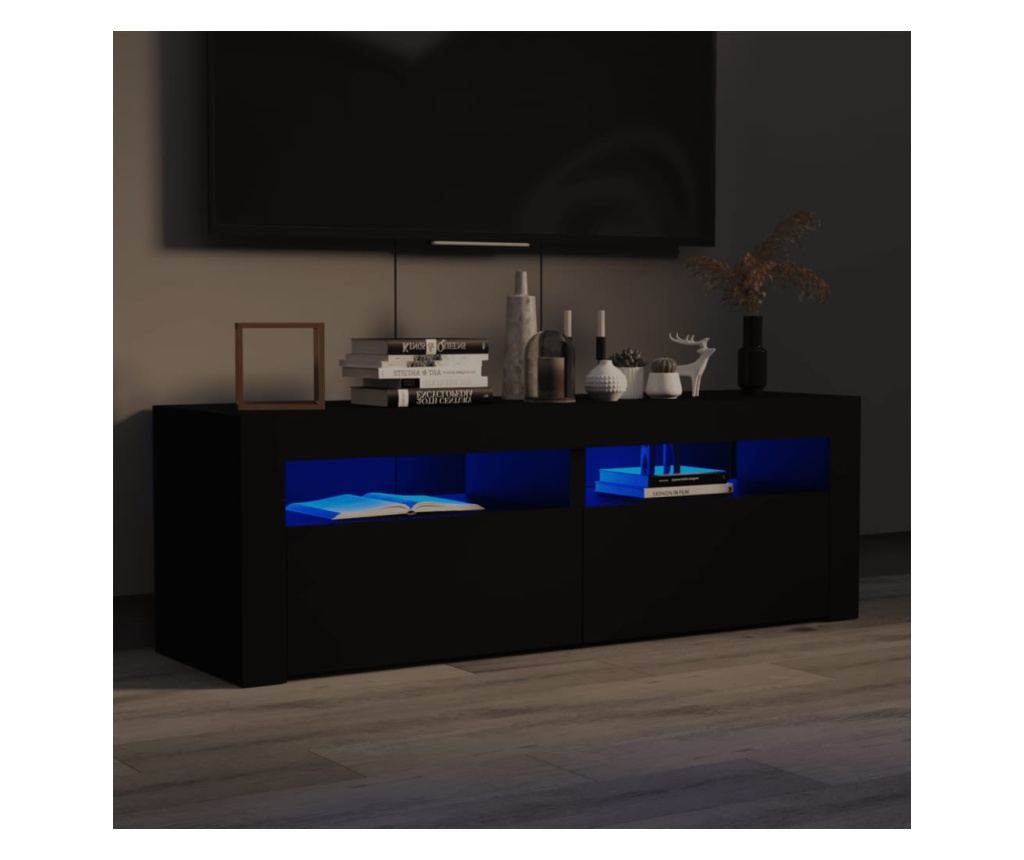TV ormarić s LED svjetlima crni 120 x 35 x 40 cm - 6