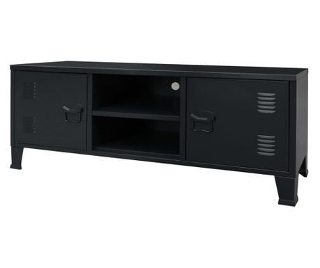 Metalowa szafka TV w industrialnym stylu, 120x35x48 cm, czarna