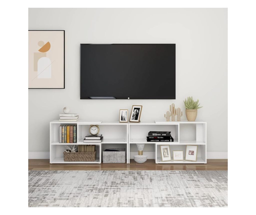 TV komoda, bijela ekstra sjajna, 149x30x52 cm, PAL - 3