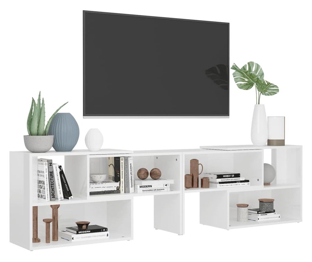 TV komoda, bijela ekstra sjajna, 149x30x52 cm, PAL - 4