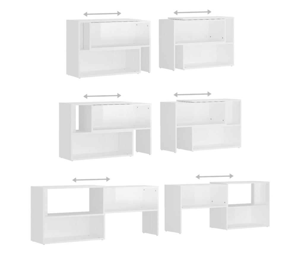 TV komoda, bijela ekstra sjajna, 149x30x52 cm, PAL - 6