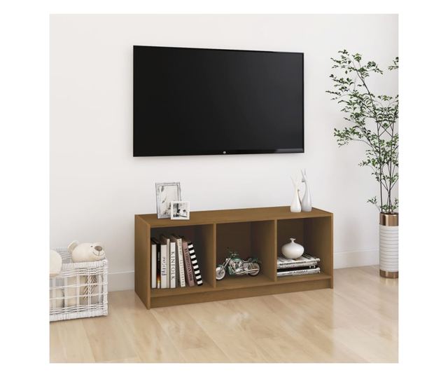 TV ormarić smeđa boja meda 104 x 33 x 41 cm od masivne borovine