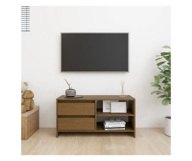TV ormarić smeđa boja meda 80 x 31 x 39 cm od masivne borovine