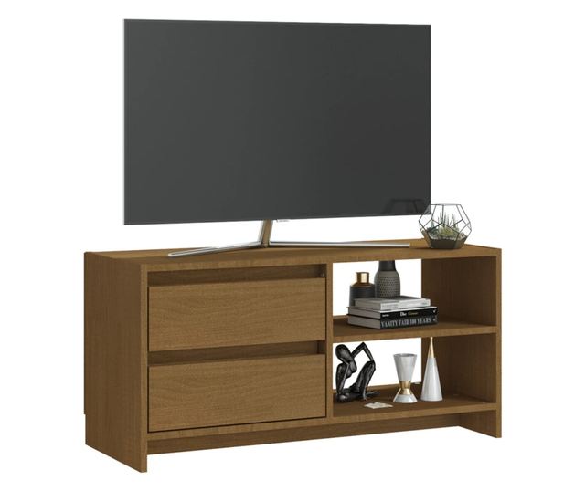 TV ormarić smeđa boja meda 80 x 31 x 39 cm od masivne borovine