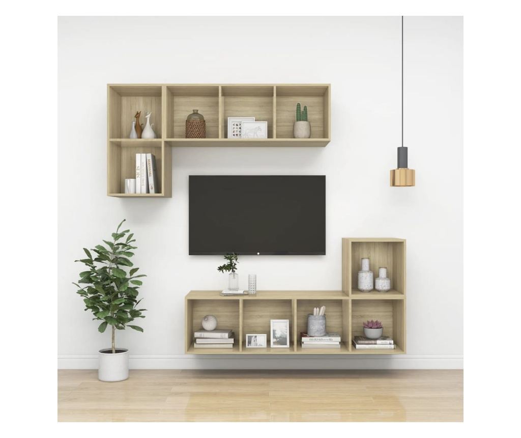 Fali szekrény, Sonoma tölgy, 37x37x37 cm, laminált forgácslap - 8