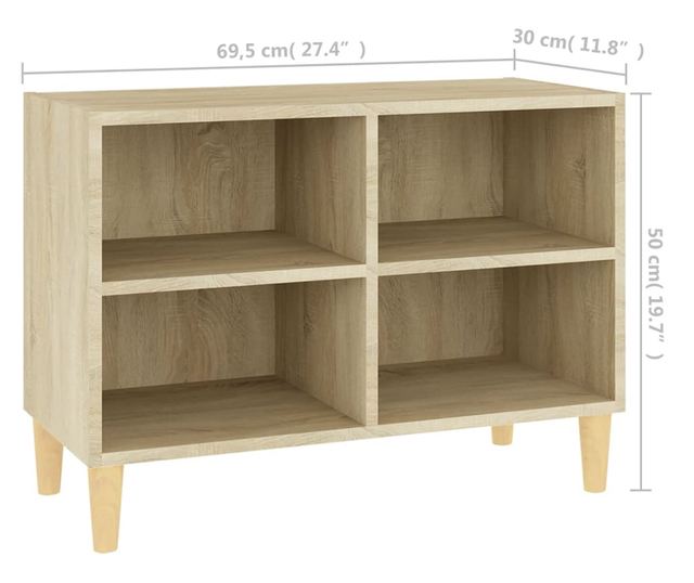 TV ormarić s nogama od masivnog drva 69,5x30x50 cm boja hrasta