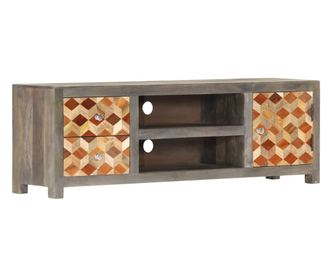 Comodă TV, gri, 120 x 30 x 40 cm, lemn masiv de mango