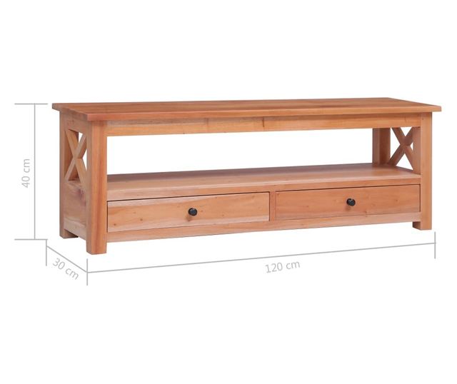 TV komoda, 120 x 30 x 40 cm, masivno drvo mahagonija