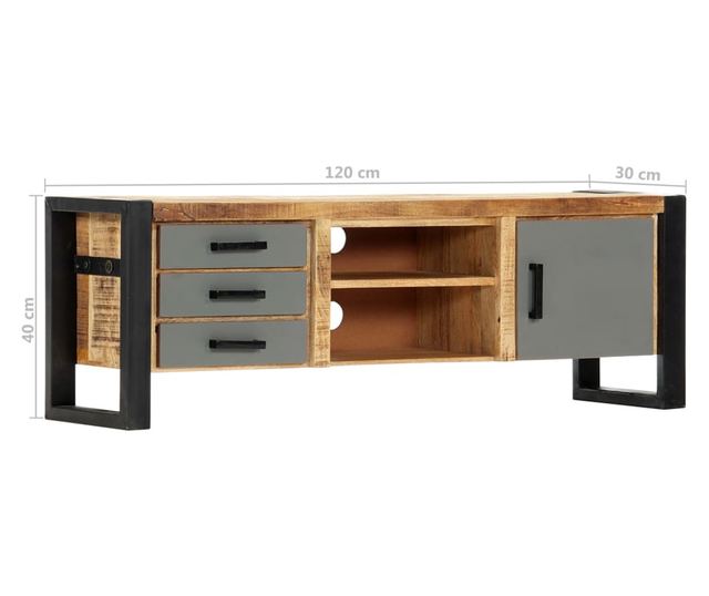 TV komoda, 120 x 30 x 40 cm, masivno drvo manga