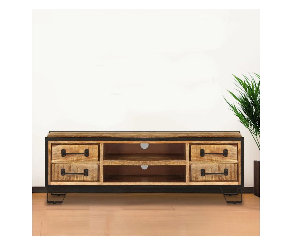 Comodă TV cu sertare, 120 x 30 x 40 cm, lemn masiv de mango - 2