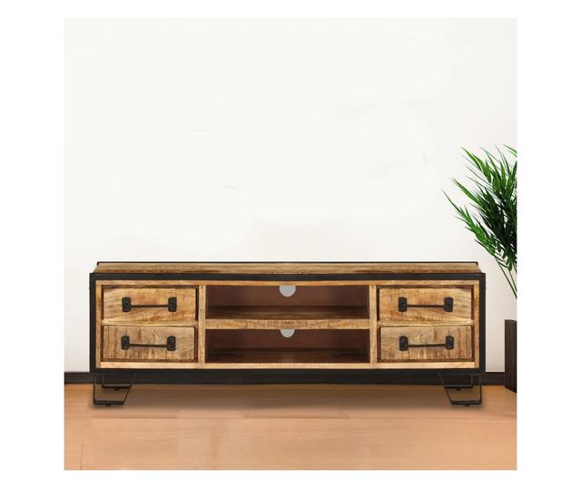 TV komoda s ladicama, 120 x 30 x 40 cm, masivno drvo manga