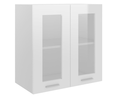 Dulap de sticlă suspendat, alb extralucios, 60x31x60 cm, PAL