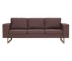 Диван с 3 места, кафяв, текстилна материя