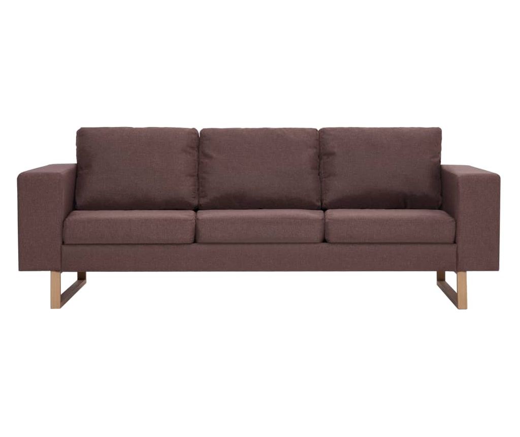 Диван с 3 места, кафяв, текстилна материя - 3