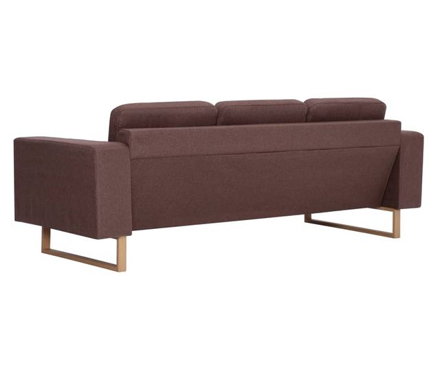 Диван с 3 места, кафяв, текстилна материя