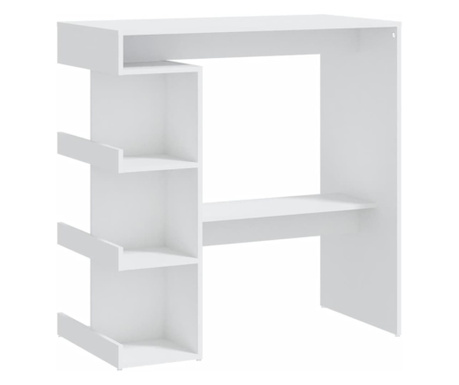 Бар маса с шкаф за съхранение, бяла, 100x50x101,5 см, ПДЧ