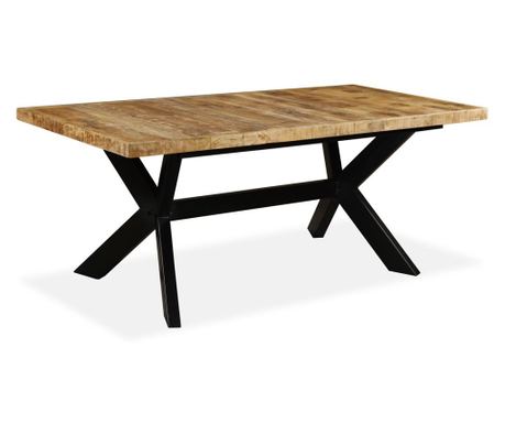 Трапезна маса, мангово дърво масив, стоманена основа, 180 cм