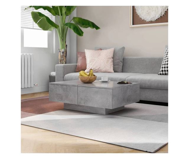 Klubska mizica betonsko siva 90x60x31 cm iverna plošča