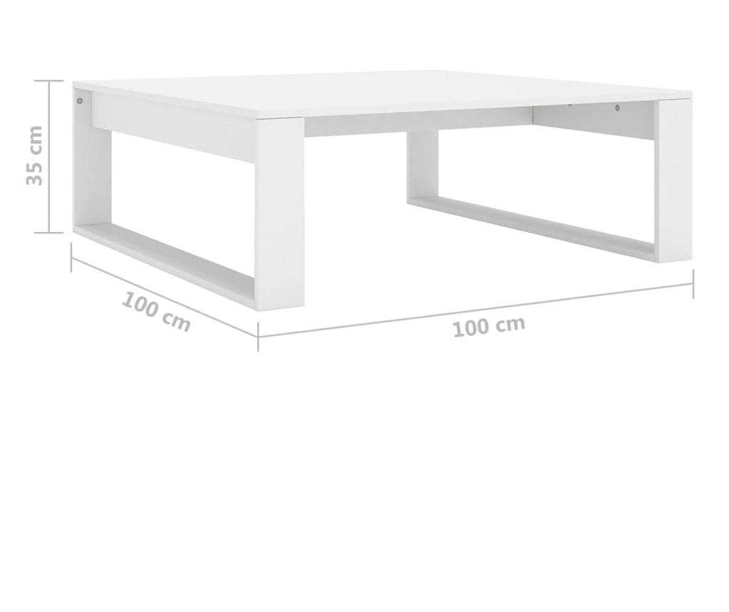 Stolić za kavu, bijel, 100x100x35 cm, MDF - 7