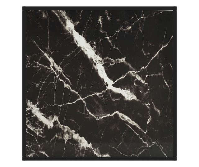 fekete dohányzóasztal fekete márvány mintás üveggel 80x80x35 cm