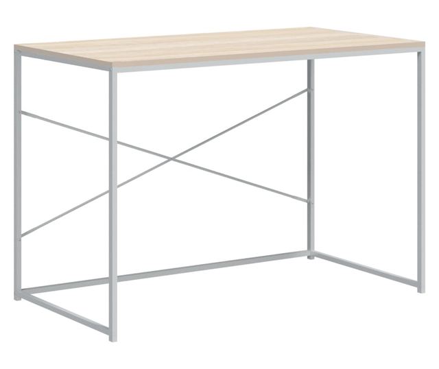 Stol za računalo bijeli i boja hrasta 110x60x70 cm od iverice