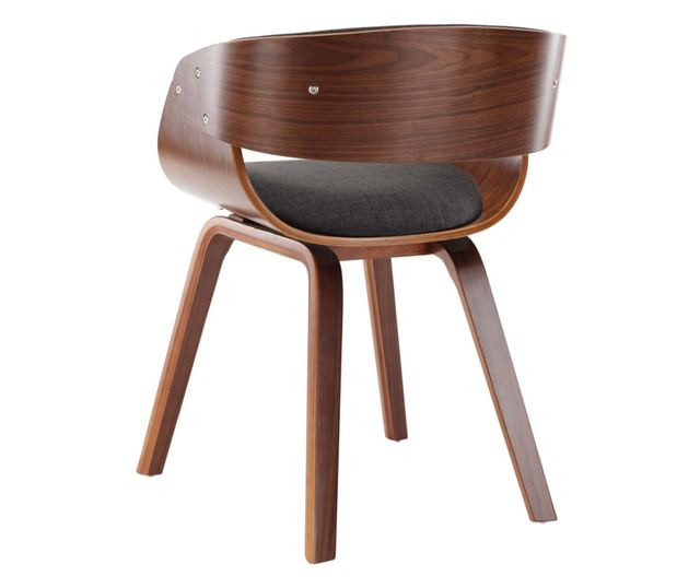 Kuhinjski stol, siv, upognjen les in tkanina