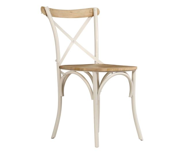 Stoli z naslonjalom v obliki križa, Komplet 4, Beli, Masiven mangov les