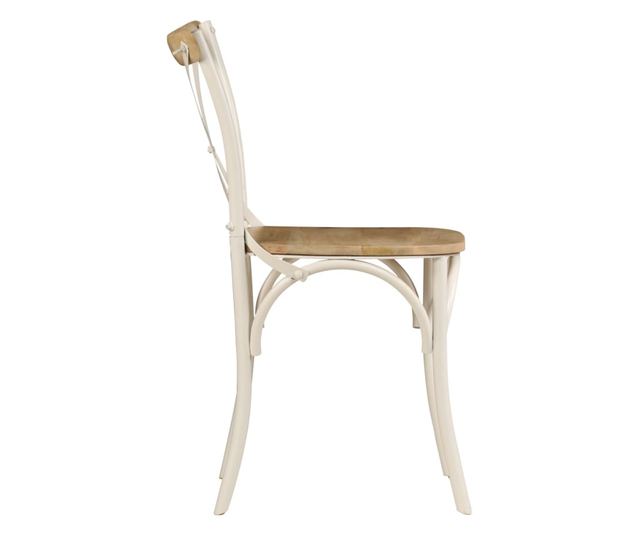 Stoli z naslonjalom v obliki križa, Komplet 4, Beli, Masiven mangov les