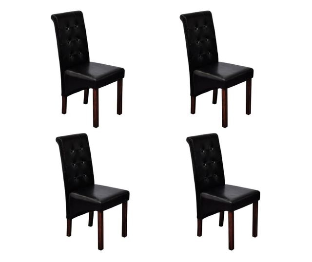 Jedilni stoli, 4 kosi, črni, umetno usnje