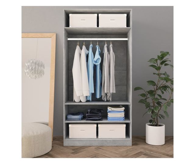 Ormar siva boja betona 100 x 50 x 200 cm od iverice