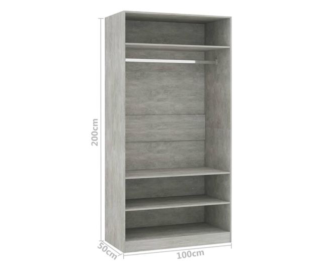 Ormar siva boja betona 100 x 50 x 200 cm od iverice