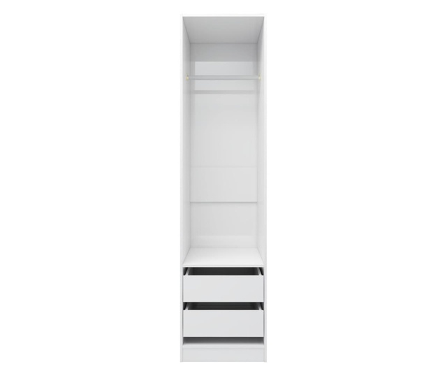 magasfényű fehér forgácslap fiókos ruhásszekrény 50x50x200 cm