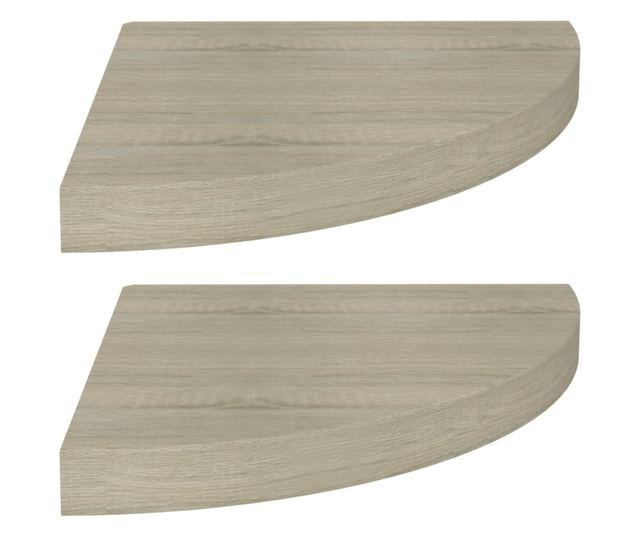 2 db tölgyszínű MDF lebegő sarokpolc 35 x 35 x 3,8 cm