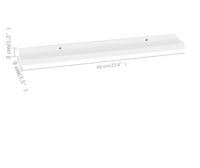 4 db fehér fali polc 60 x 9 x 3 cm