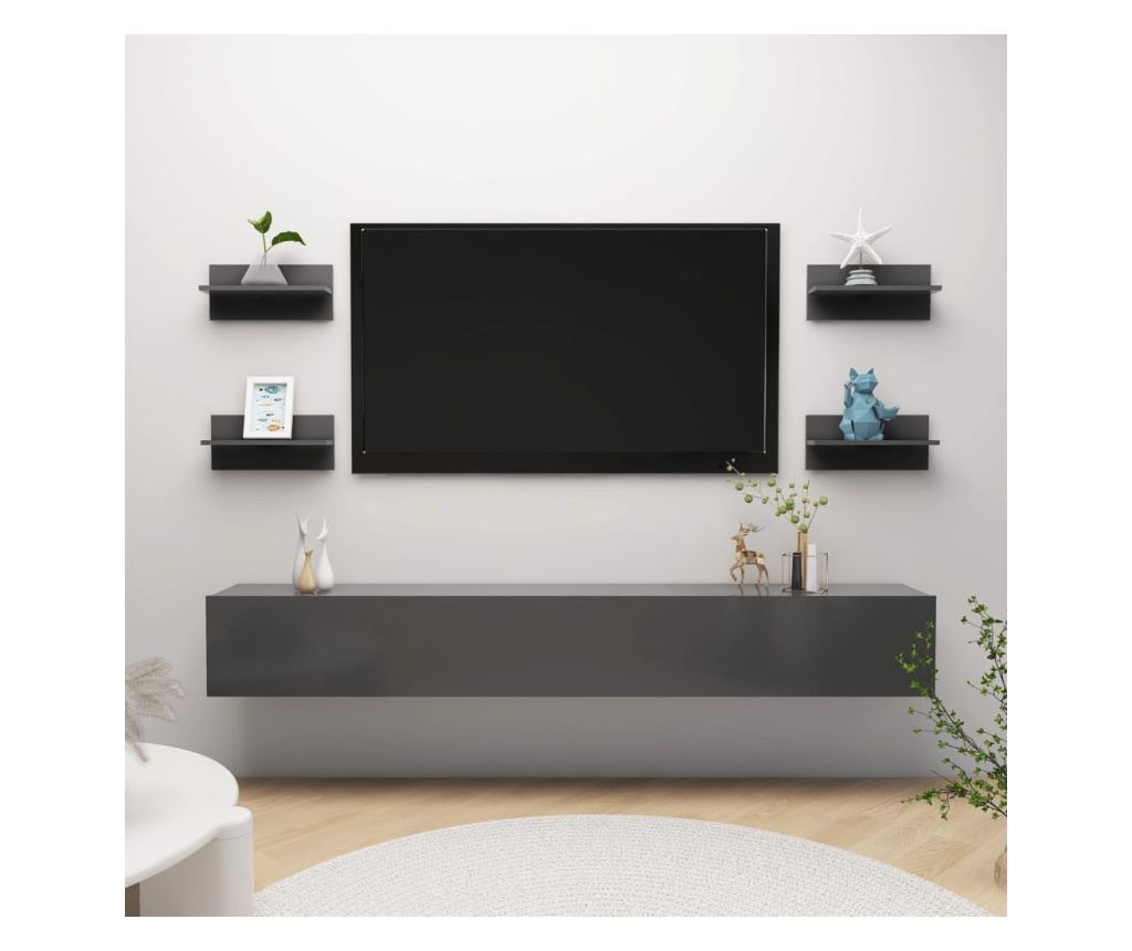 4 db szürke forgácslap fali polc 40 x 11,5 x 18 cm - 5