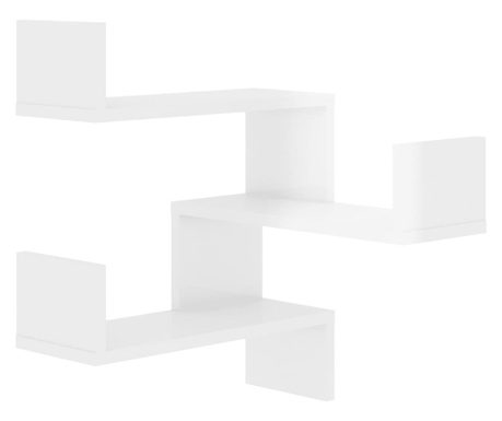 Raft de perete pe colț, alb extralucios, 40x40x50 cm, PAL