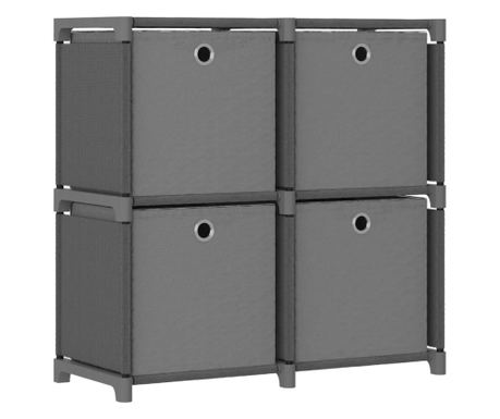 Regal s 4 škatlami siv 69x30x72,5 cm blago 